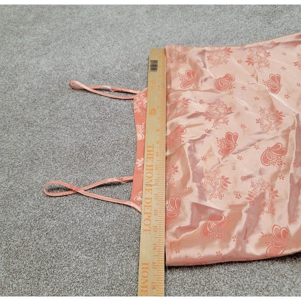 Y2K 2000s Coquette Intimates by Rag Satin Cami Top Size S Coral Peach Floral - Picture 7 of 9